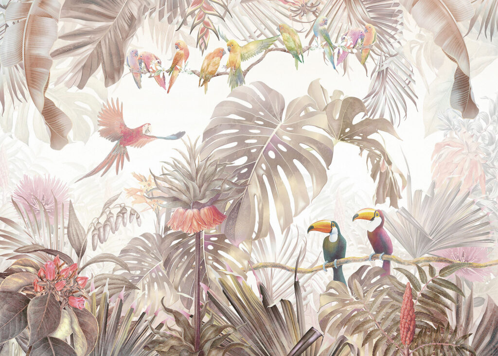 Tucani printre frunze tropicale — design complet