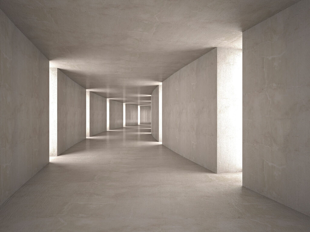 Coridor gri spre lumină — design complet