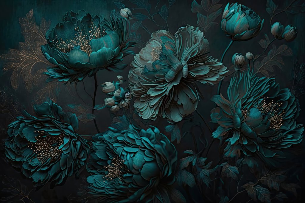 Flori turcoaz de noapte — design complet