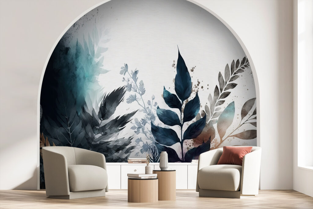 Ramuri în acuarelă albastră — interior 2