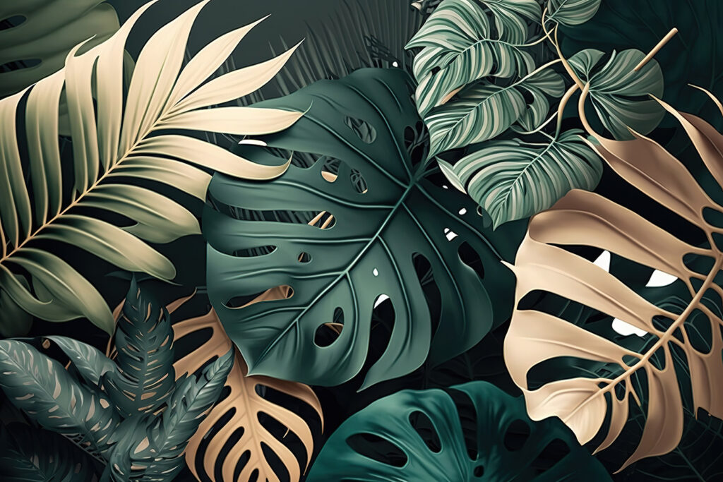Frunze late verzi-aurii — design complet