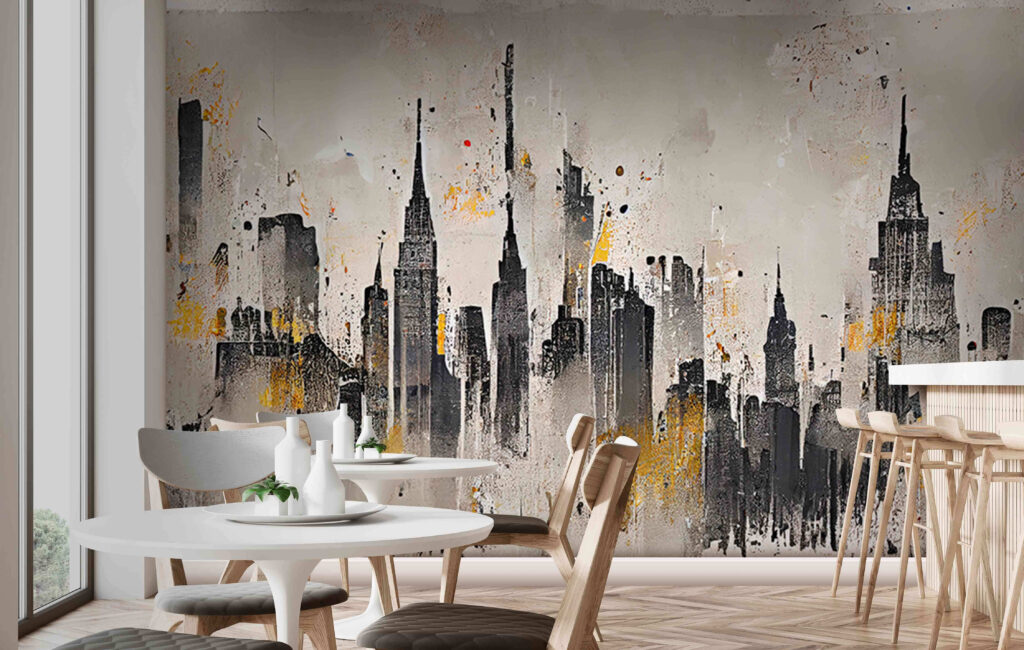 Siluetă urbană în ocru — interior 1