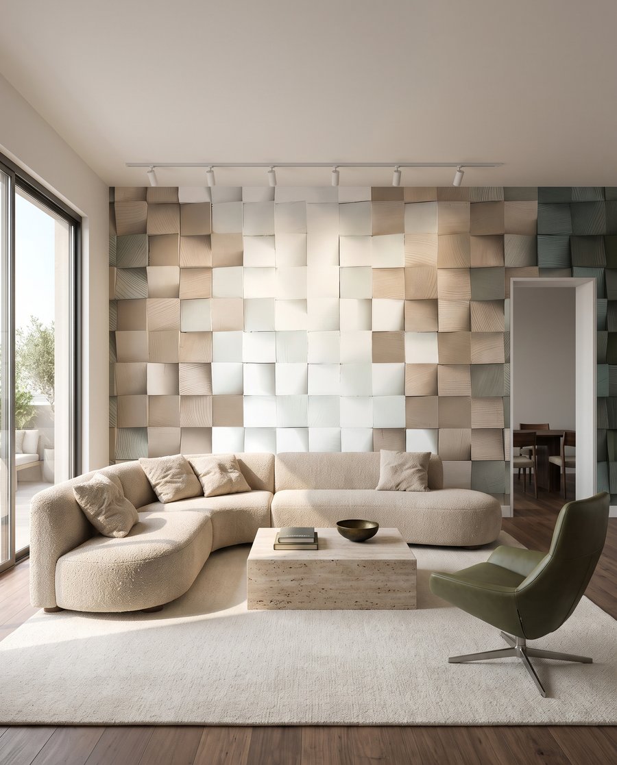 Perete din pătrate pliate — interior 3