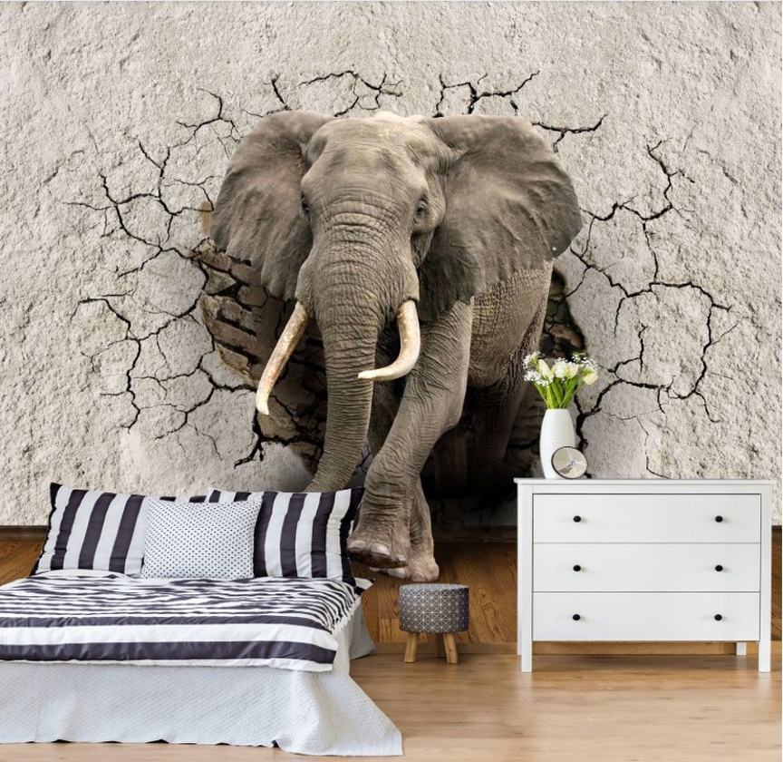 Elefant prin perete crăpat — interior 1