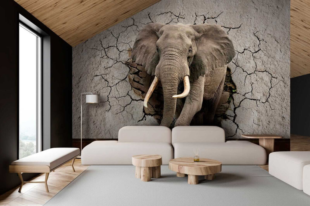 Elefant prin perete crăpat — interior 2