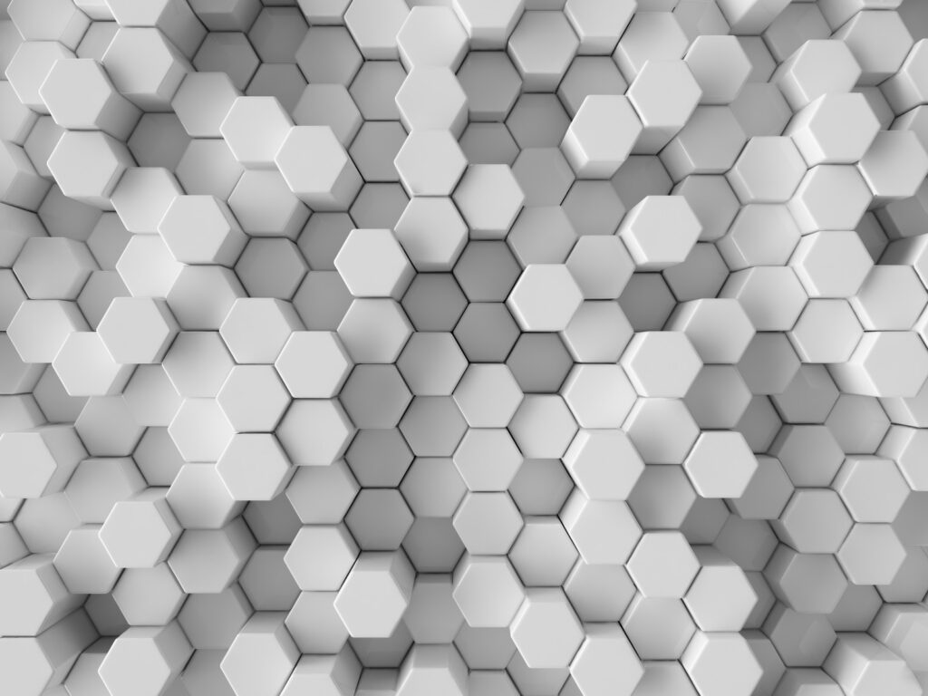 Hexagoane albe în straturi — design complet