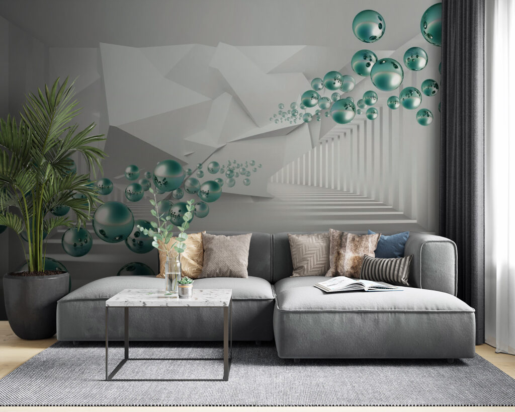 Sfere prin coridor — interior 1