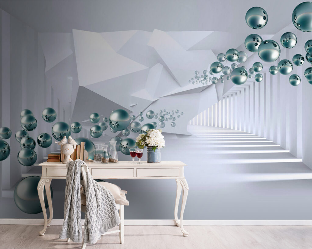 Sfere prin coridor — interior 3