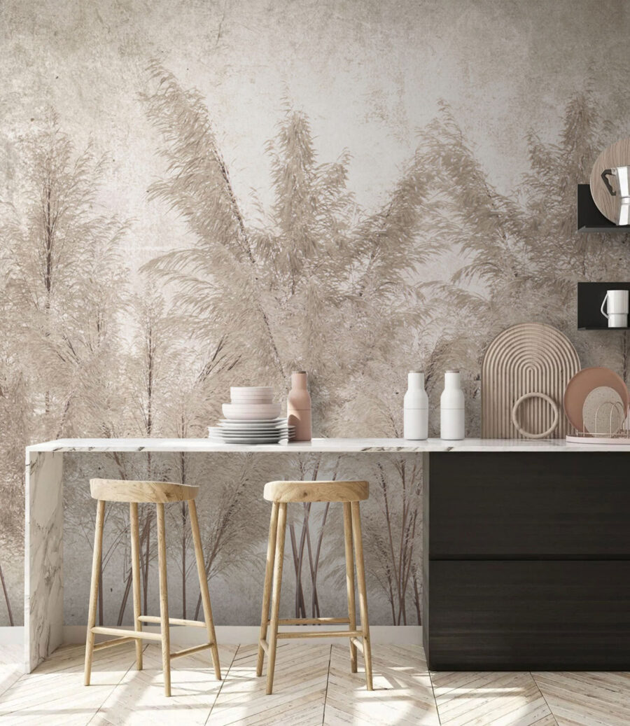 Plume înalte pe perete — interior 1