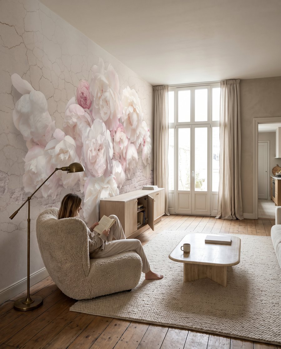 Trandafiri pe alb crăpat — interior 4