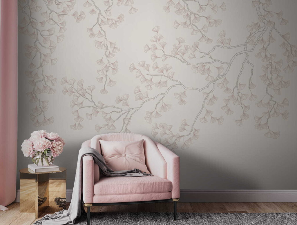 Ramuri roz pe crem — interior 2