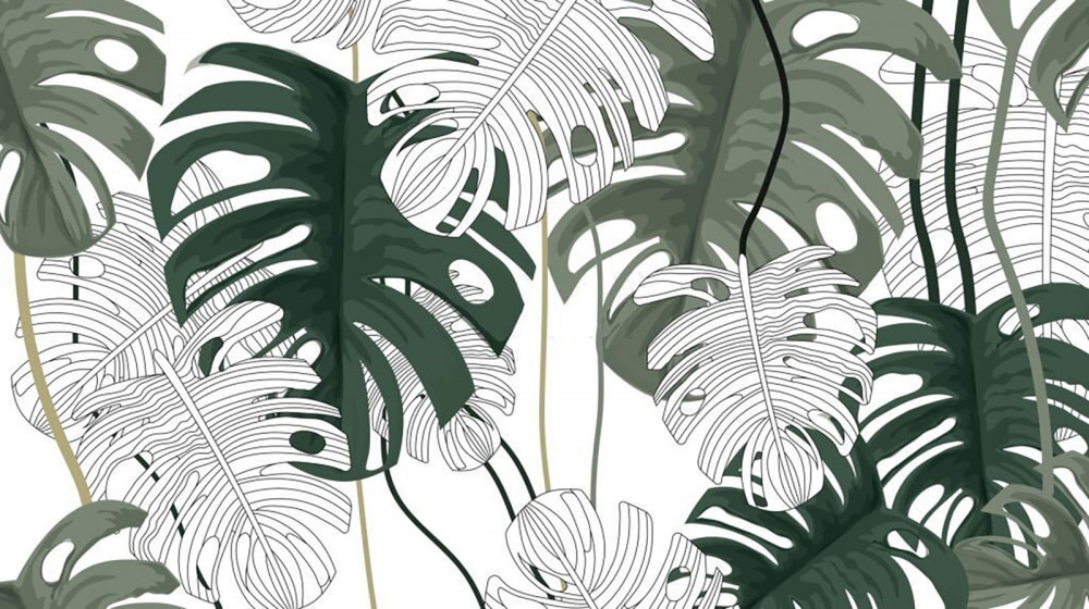Frunze verzi pe alb — design complet