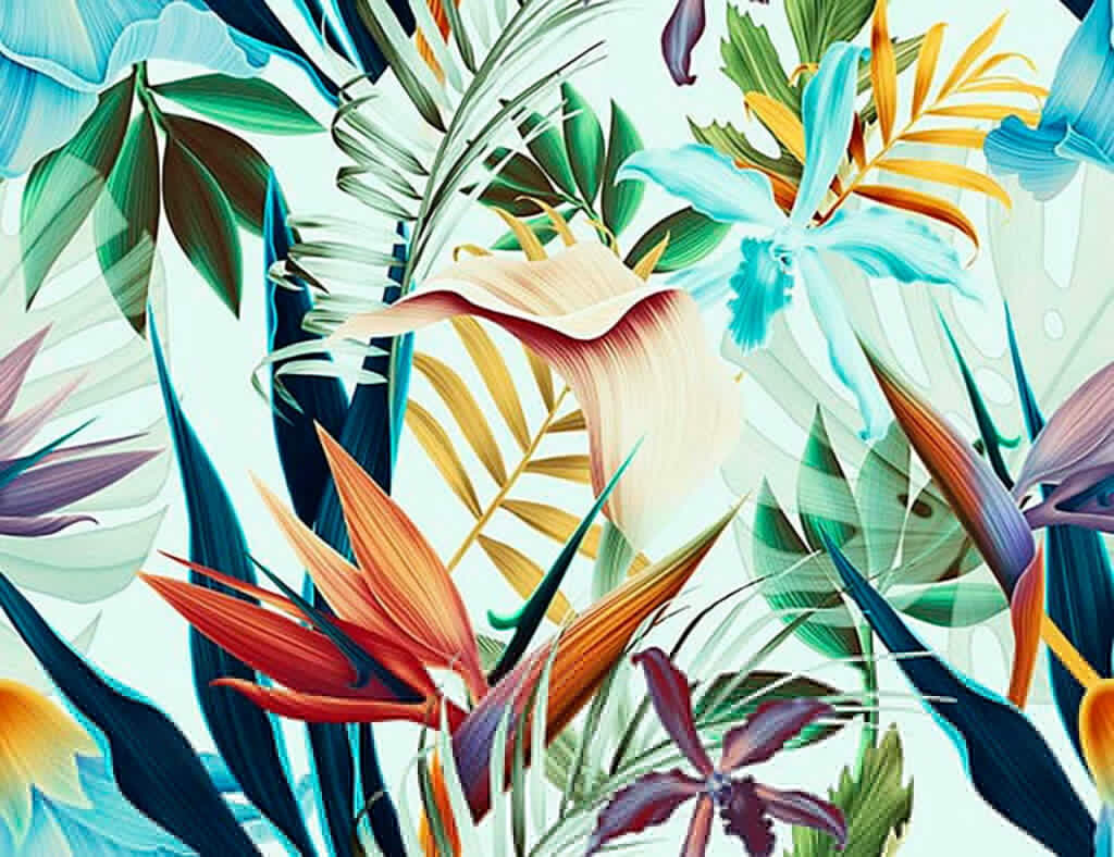 Flori tropicale, desen dens — design complet