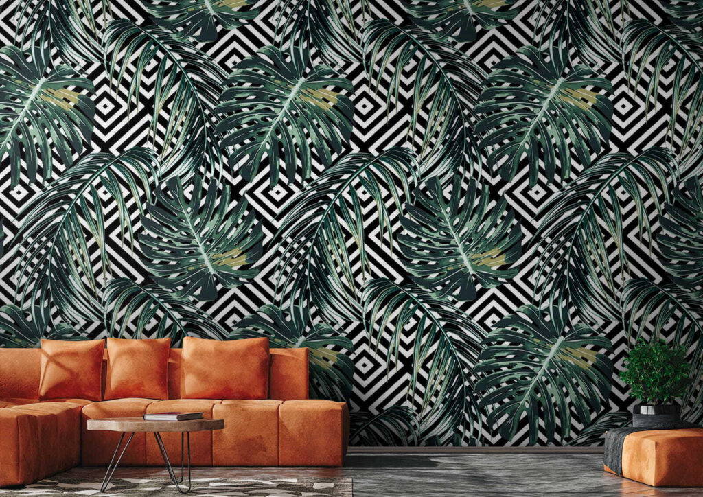 Frunze tropicale pe romburi — interior 3