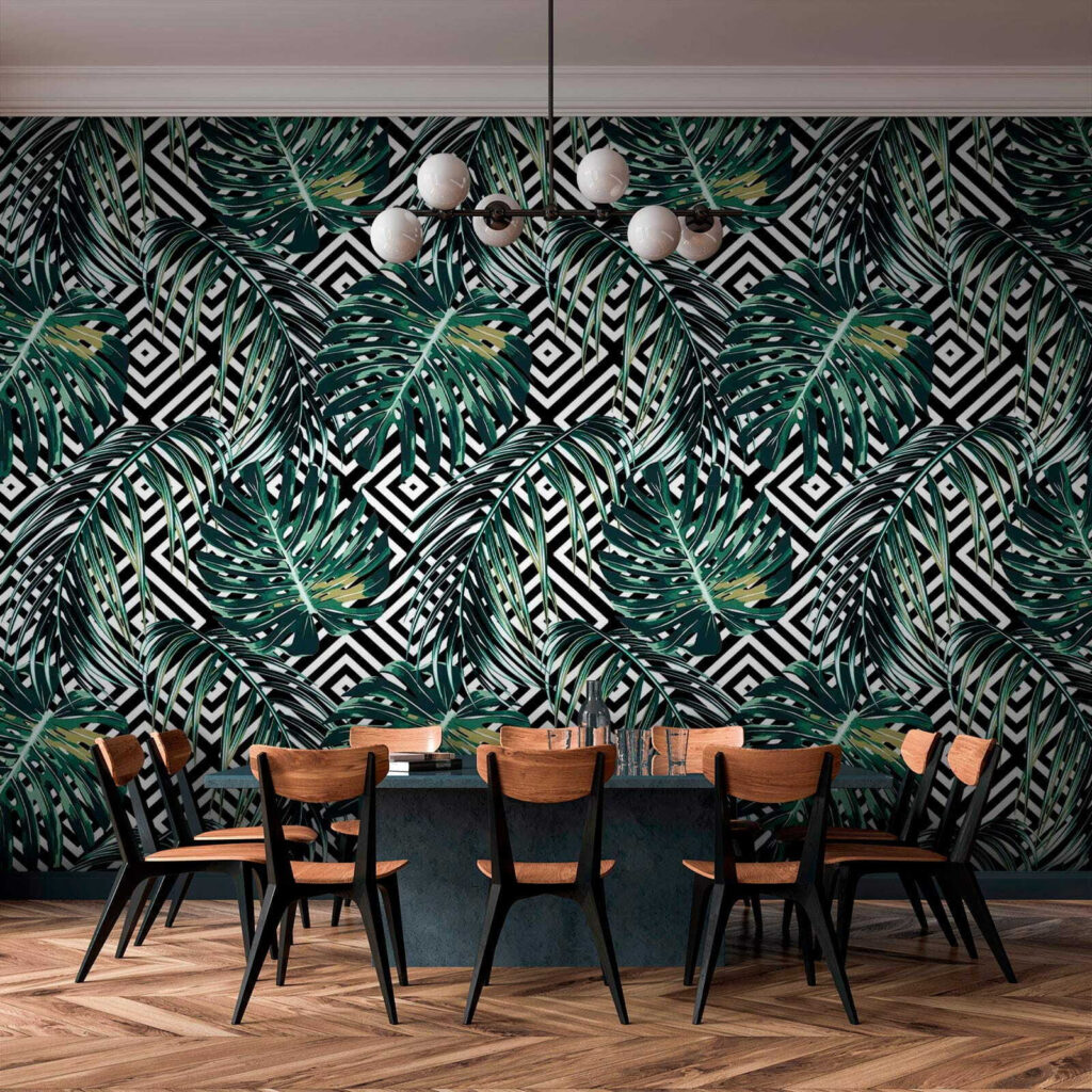 Frunze tropicale pe romburi — interior 4