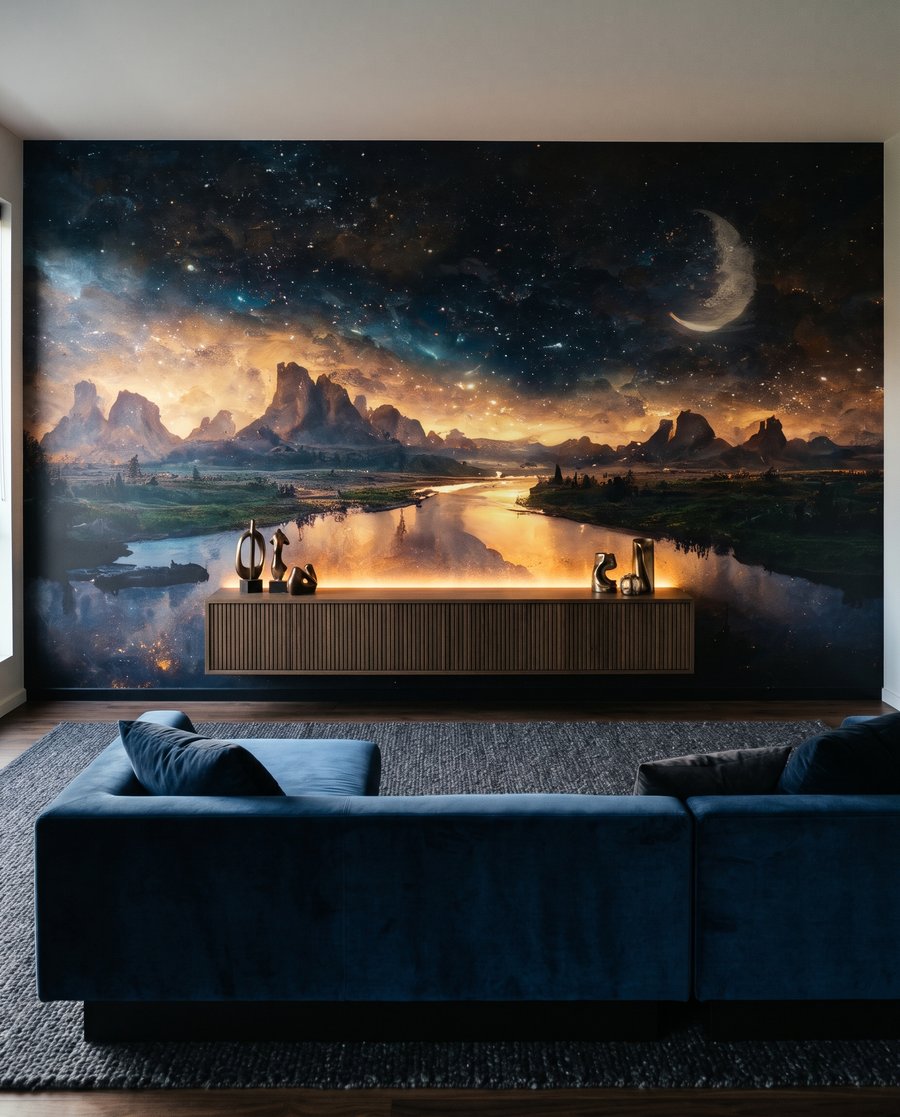Luna peste apa serii într-un interior