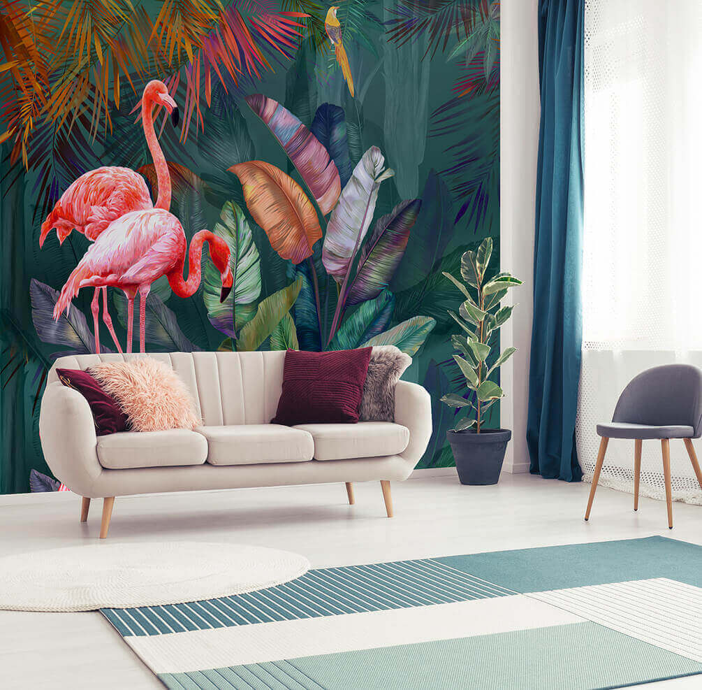 Flamingi în grădină colorată — interior 1