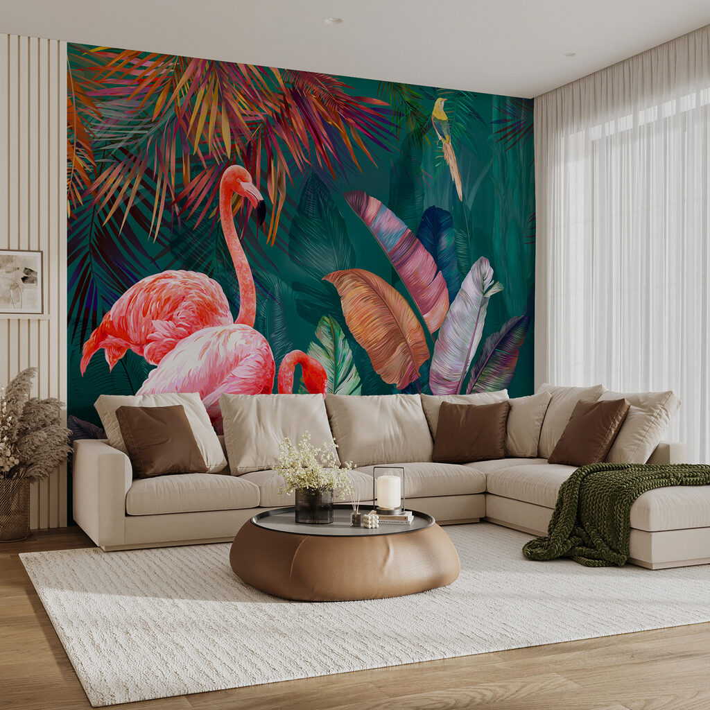Flamingi în grădină colorată — interior 2