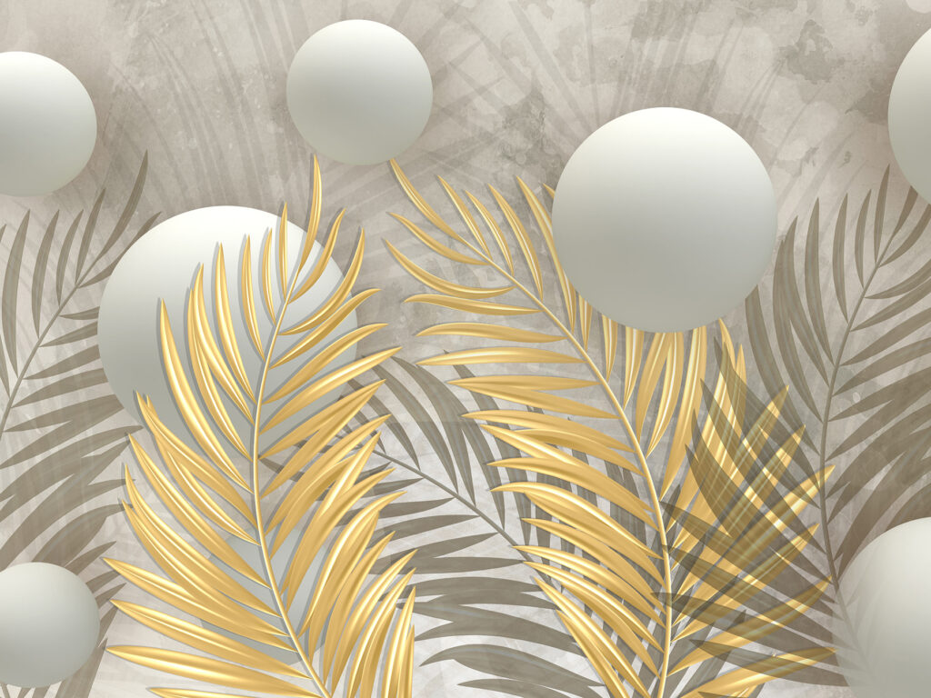 Frunze aurii printre sfere — design complet