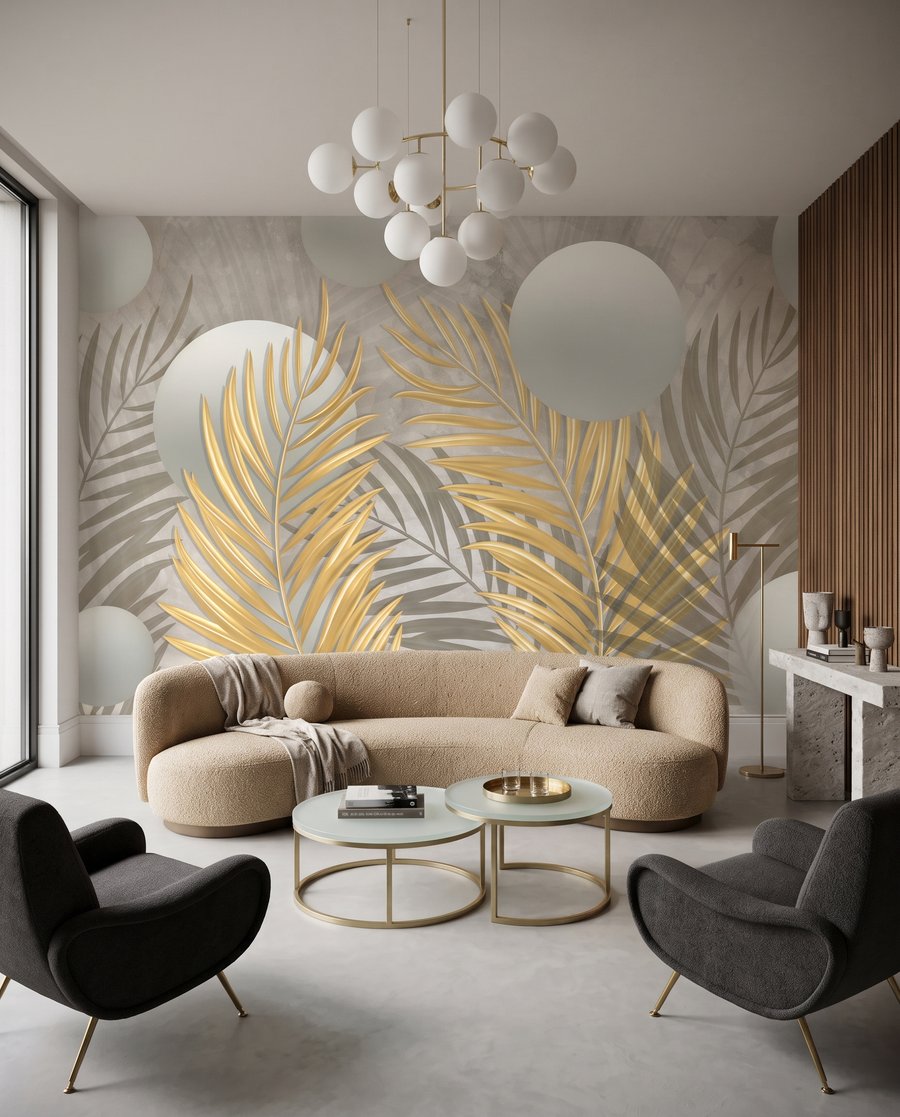 Frunze aurii printre sfere — interior 4