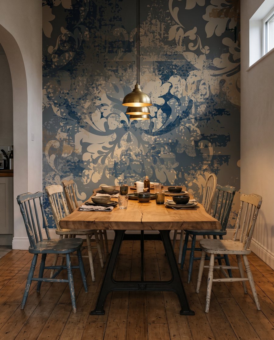 Ornamente pe albastru-gri — interior 6