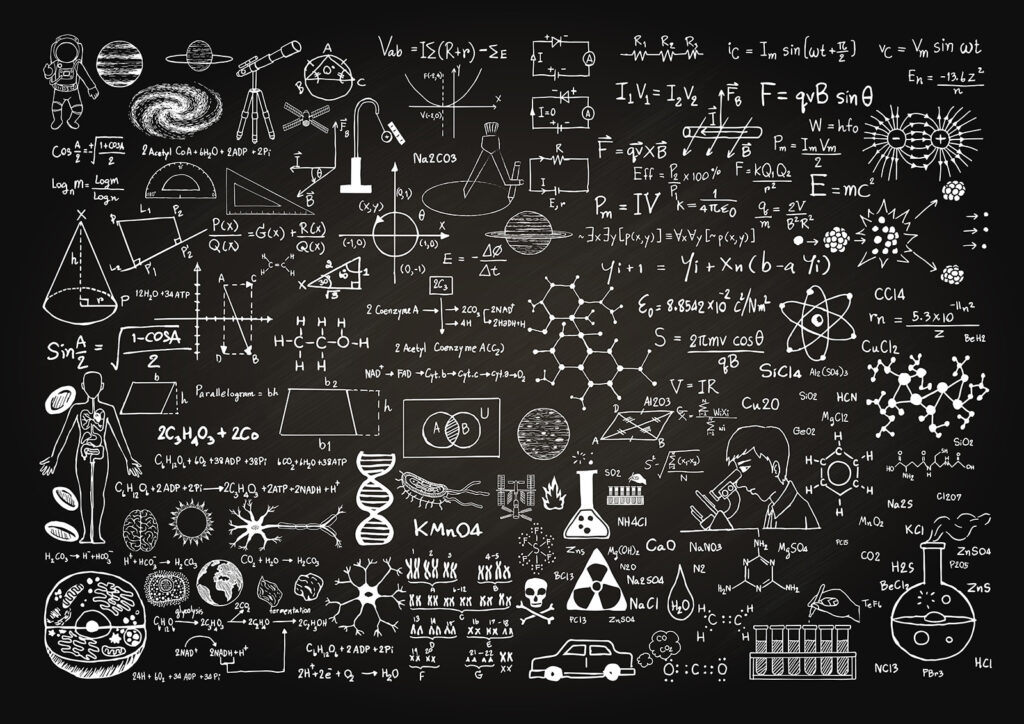 Tablă plină de formule — design complet