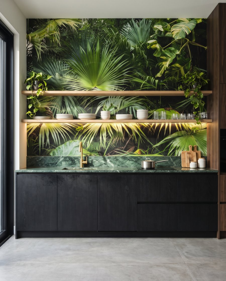 Cascadă de frunze tropicale într-un interior