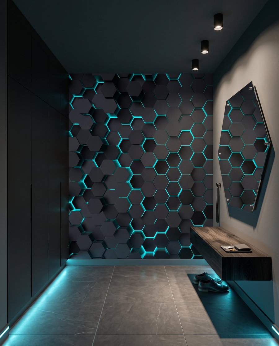 Lumină în hexagoane într-un interior