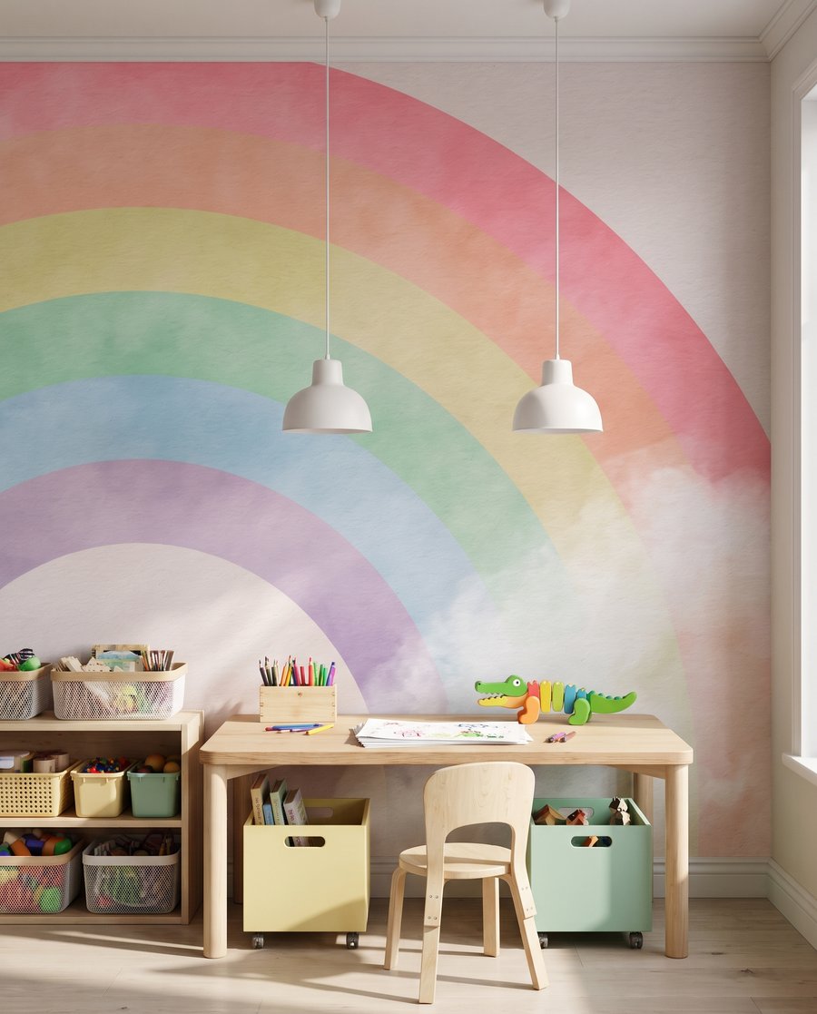 Curcubeu estompat într-un interior