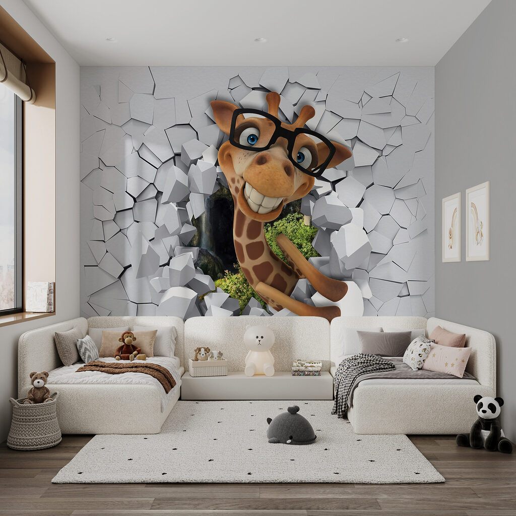 Girafă prin zidul spart — interior 3