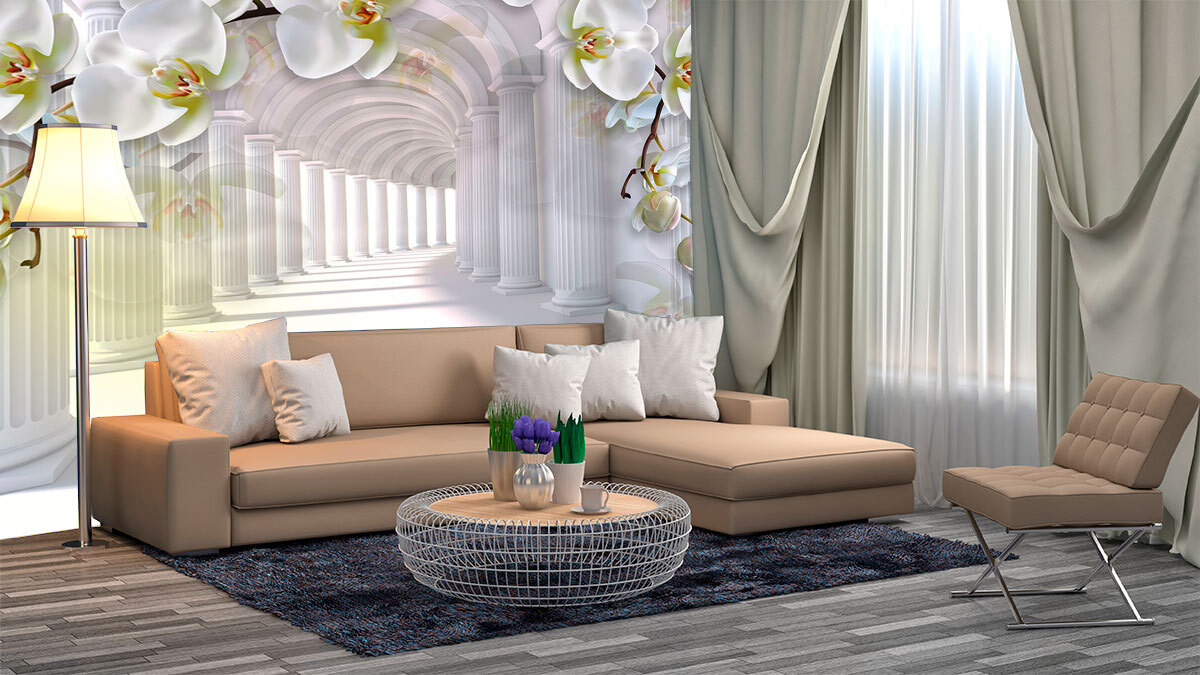 Orhidee peste coloane — interior 1