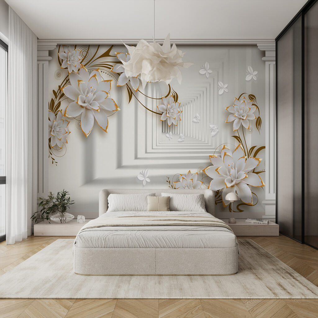 Flori albe între coloane — interior 3