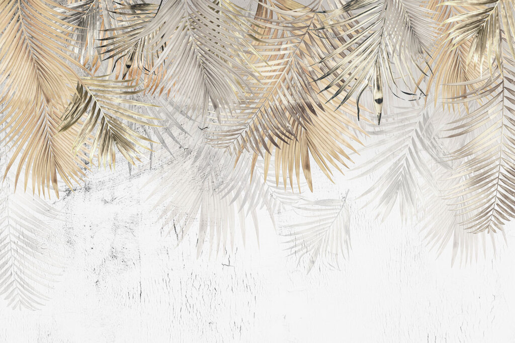 Palmieri aurii pe alb — design complet