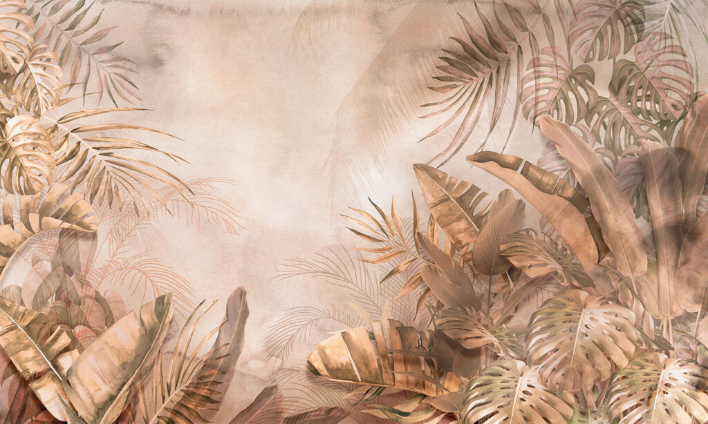 Frunze tropicale, lumină caldă — design complet