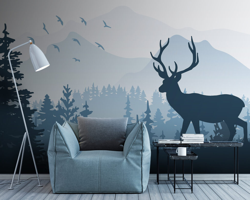 Cerb pe deal albastru — interior 1