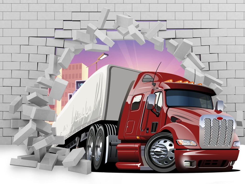 Camion prin zidărie — design complet