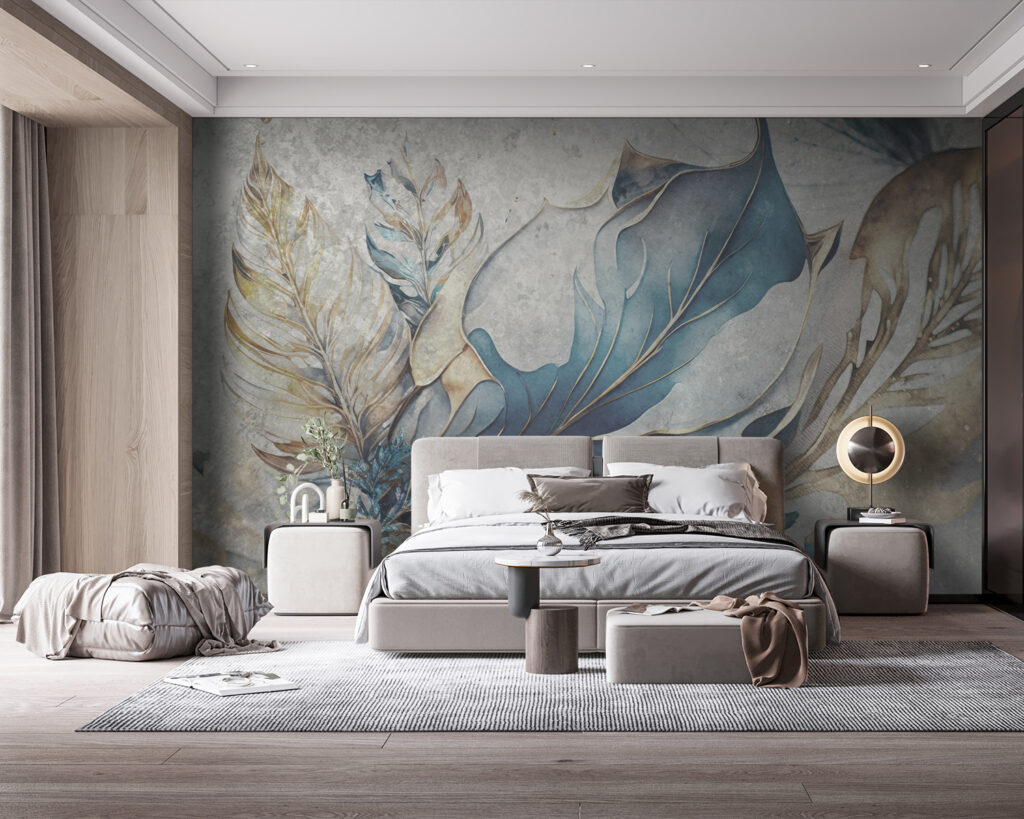 Frunze albastre cu linii — interior 1