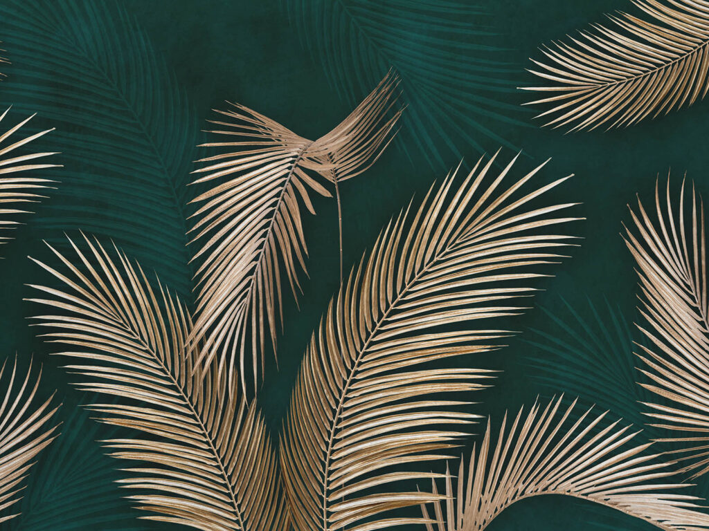 Palmieri aurii pe verde — design complet