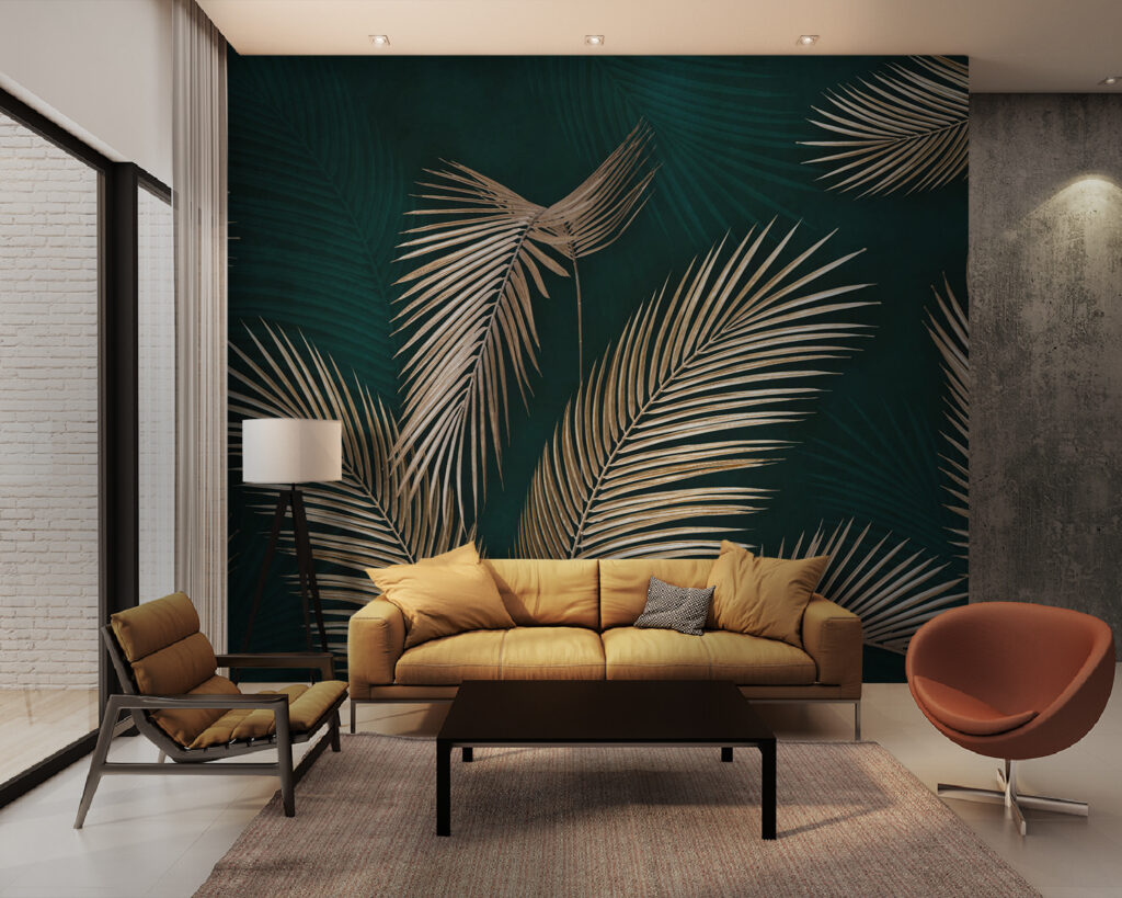 Palmieri aurii pe verde — interior 2