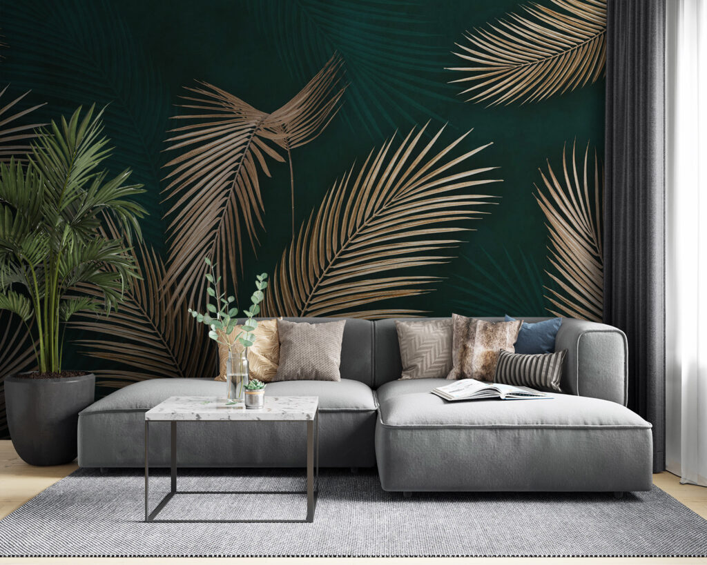 Palmieri aurii pe verde — interior 3