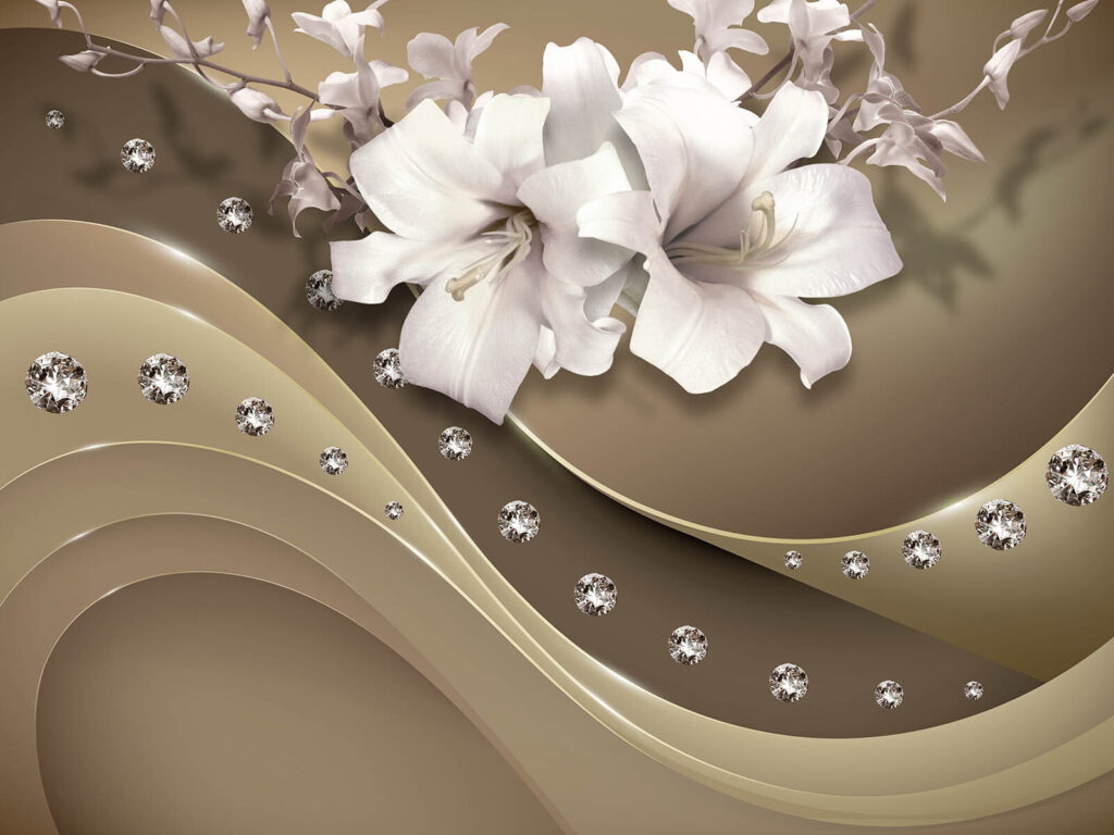 Flori albe, dungi ondulate — design complet