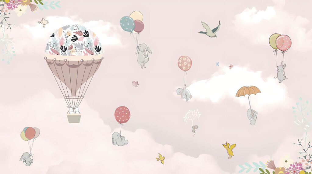 Animale pe cer roz — design complet