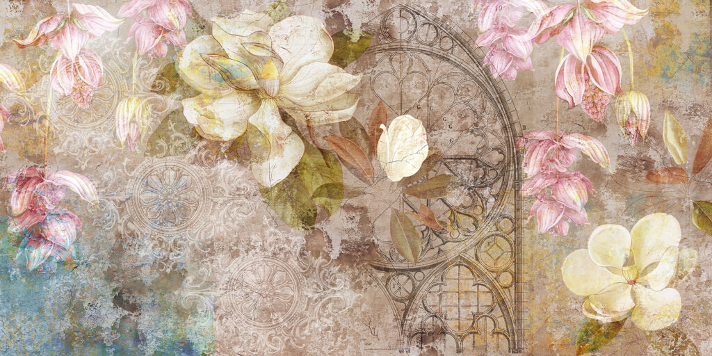 Flori pe ornament vechi — design complet