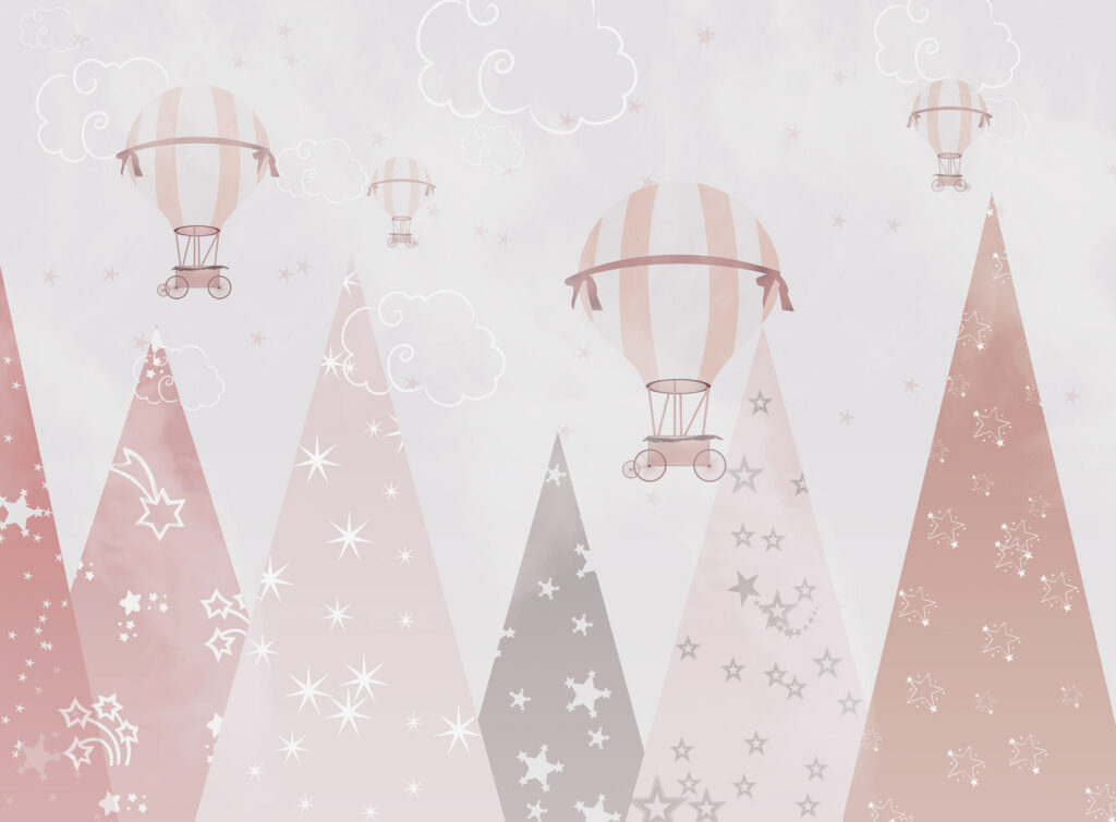 Baloane printre munți roz — design complet