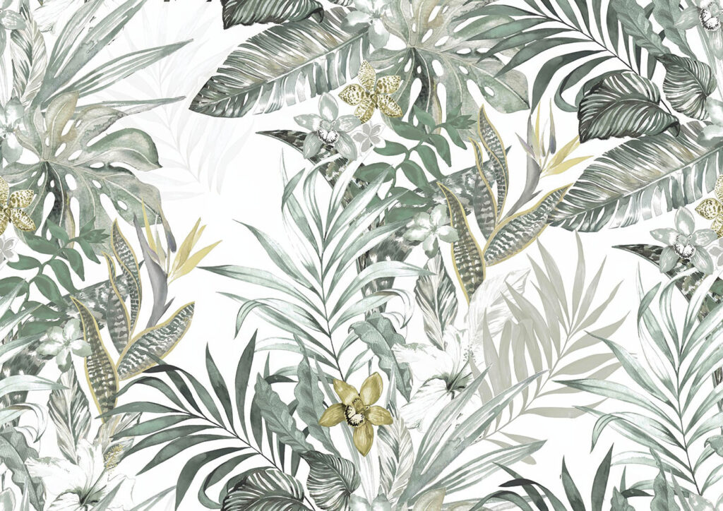 Frunze tropicale în linii — design complet