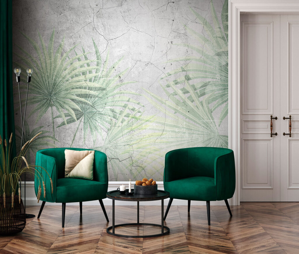 Palmieri pe tencuială — interior 1