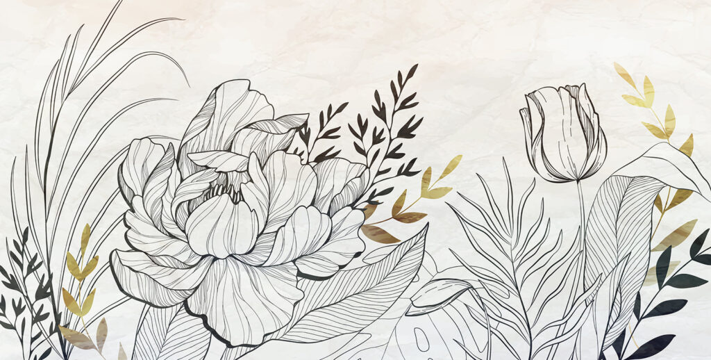 Desen floral auriu — design complet