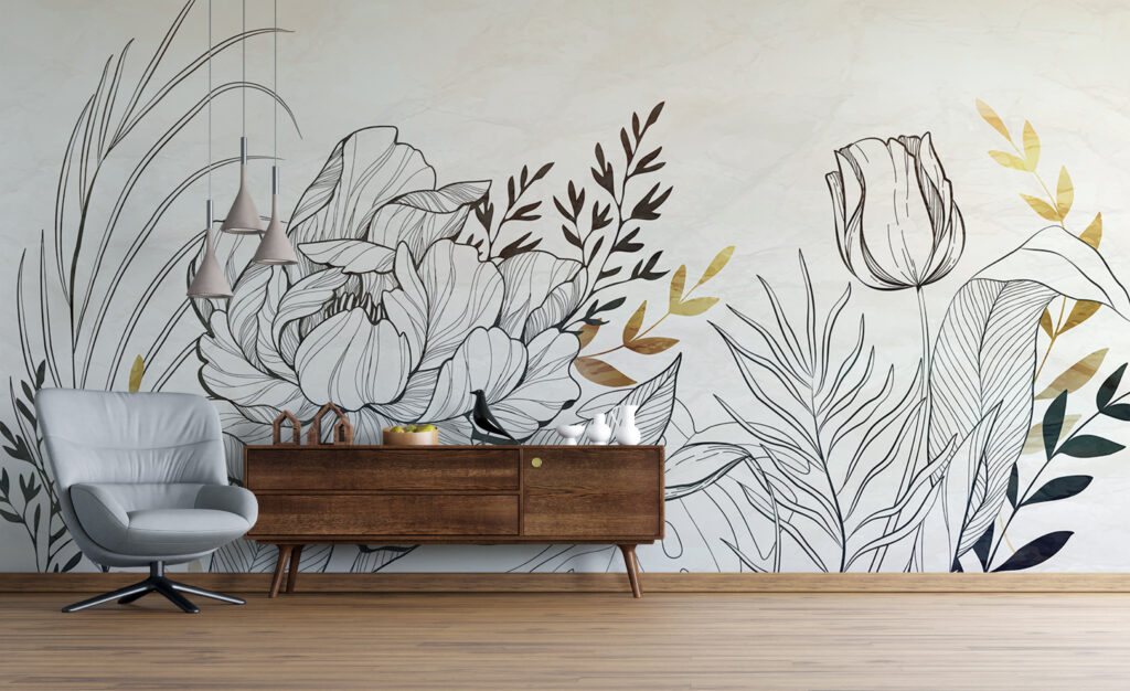 Desen floral auriu — interior 2