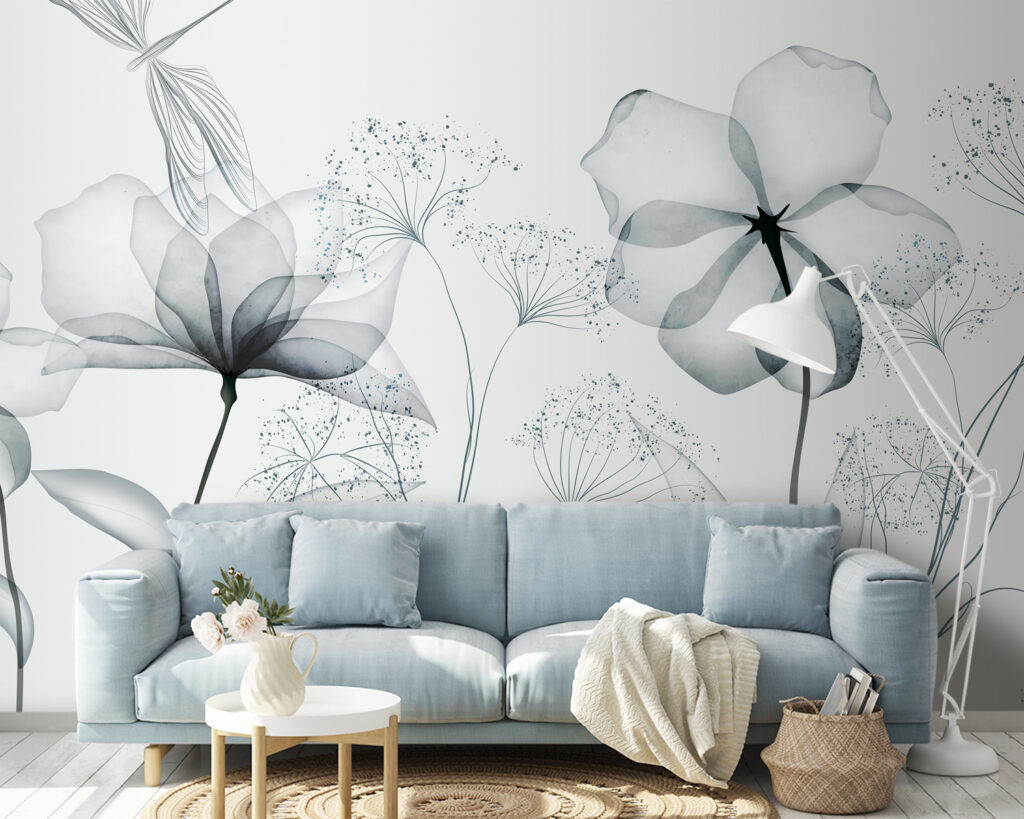 Flori transparente gri-albastru — interior 4
