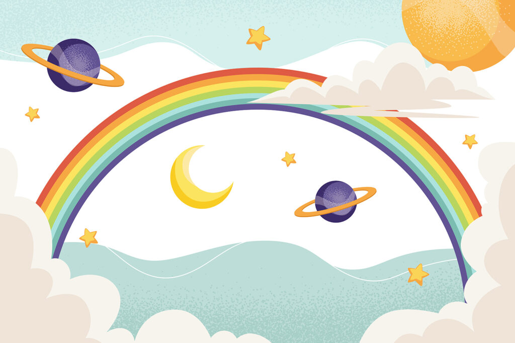 Curcubeu printre planete — design complet